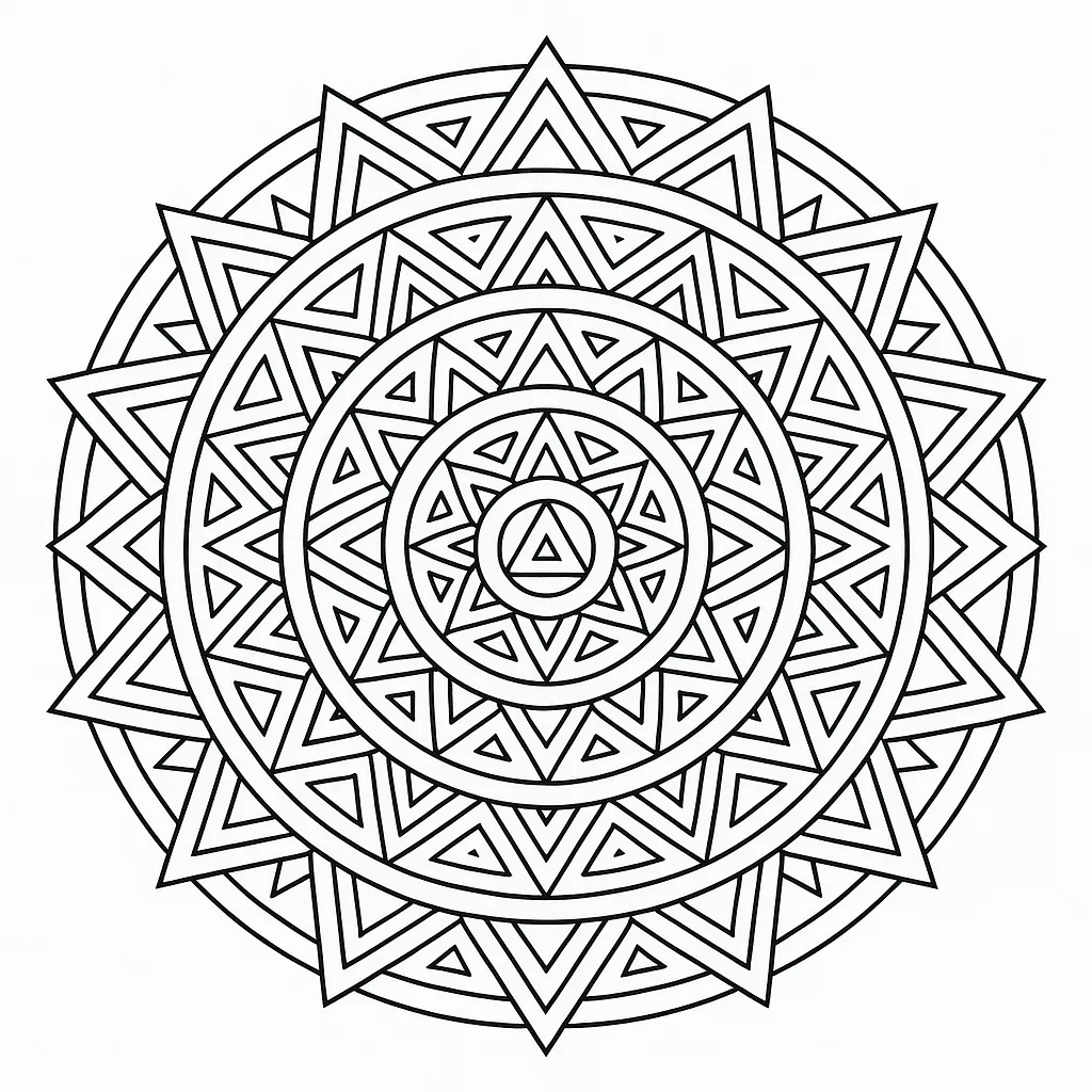 Mandala com estrela de oito pontas para colorir
