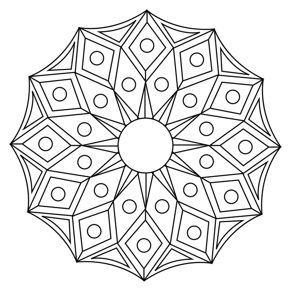 Mandala de estrela com ovais para colorir