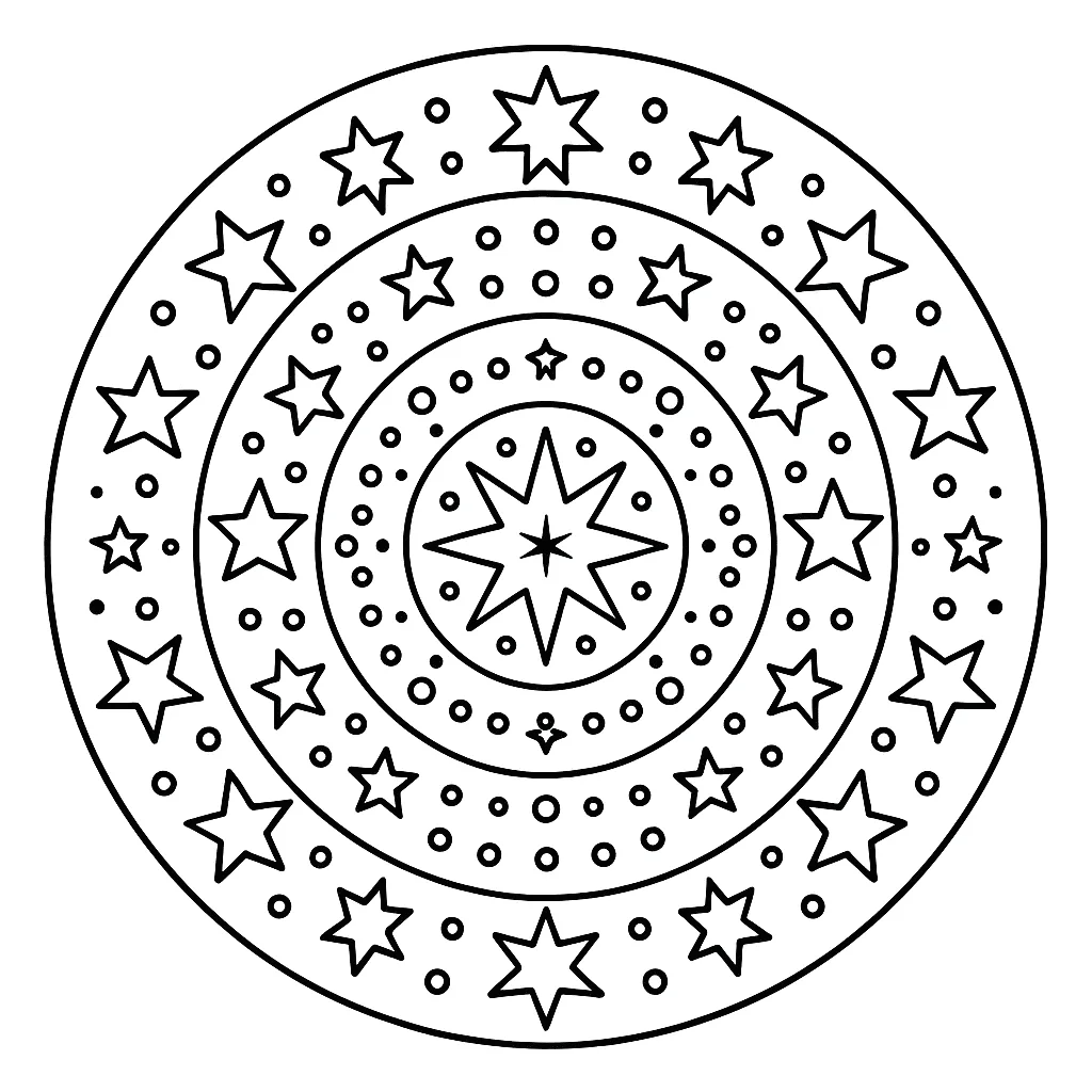 Mandala de estrelas e luas para colorir
