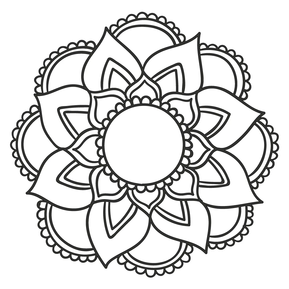 Mandala de flor com miolo vazio para colorir