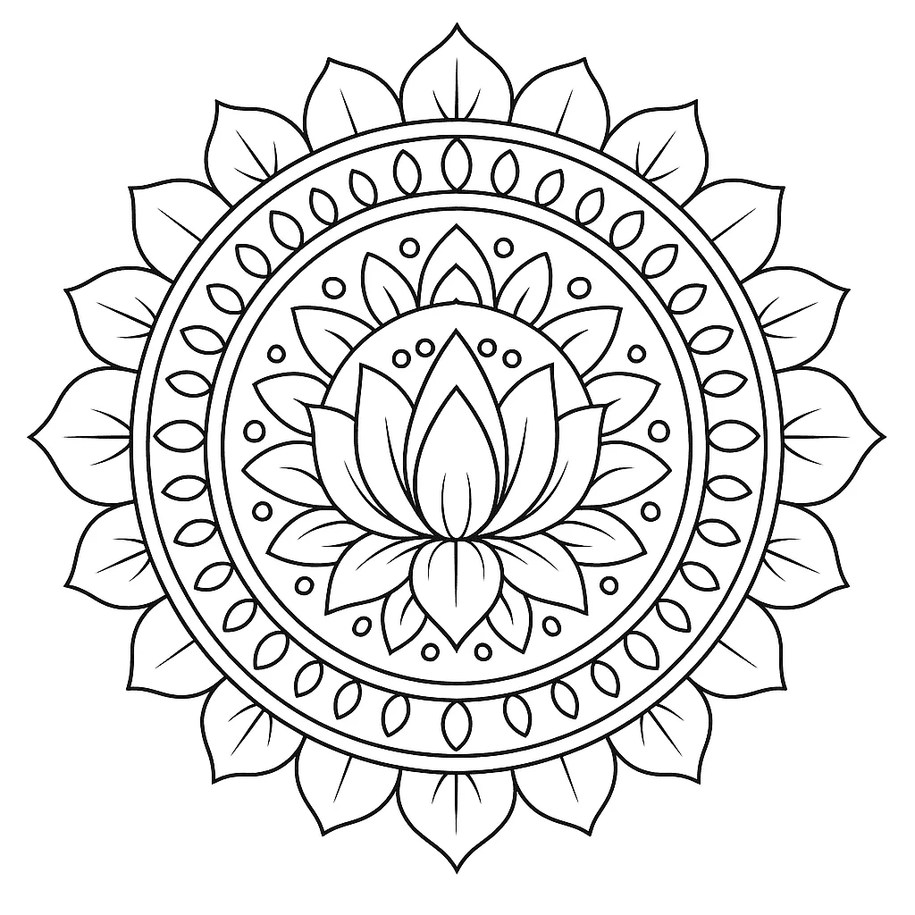 Mandala de flor de lótus para colorir