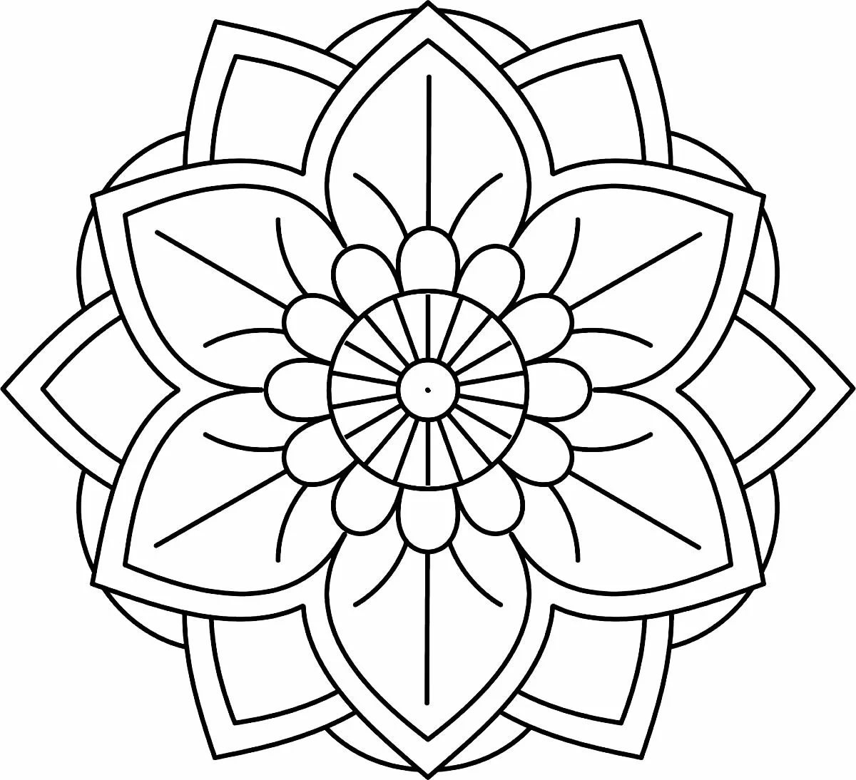 Mandala de flor simples para iniciantes para colorir