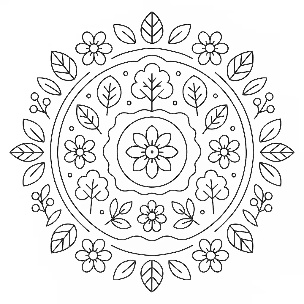 Mandala de flores silvestres para colorir