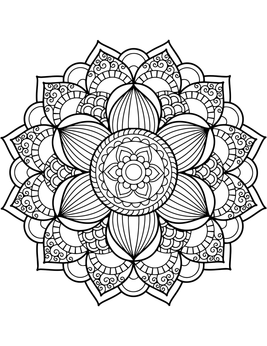 Mandala de lótus com detalhes finos para colorir
