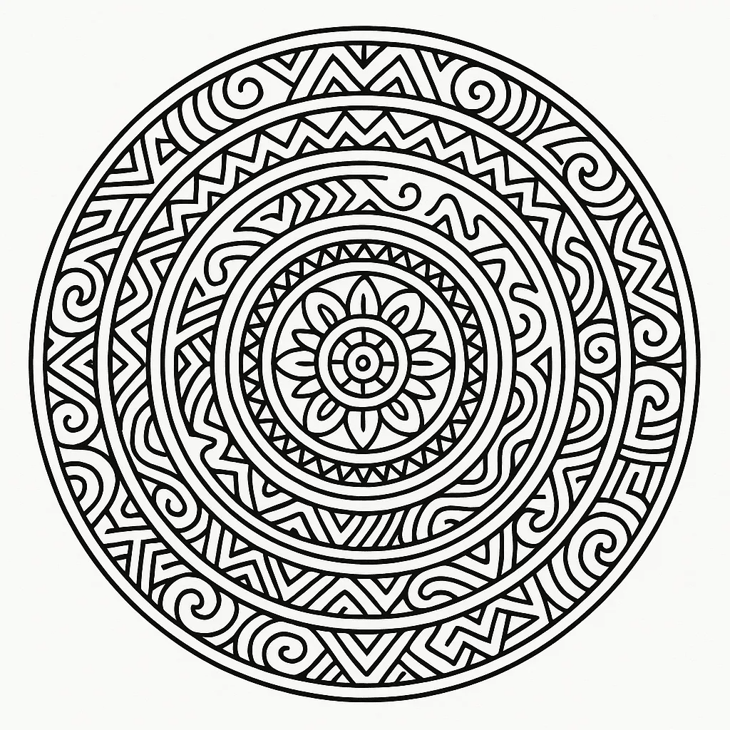 Mandala de pontos e ondas para colorir