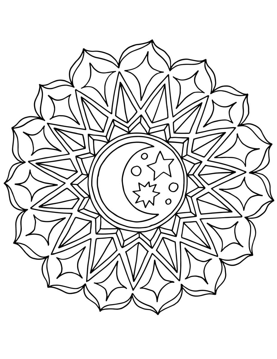 Mandala do sol e da lua para colorir