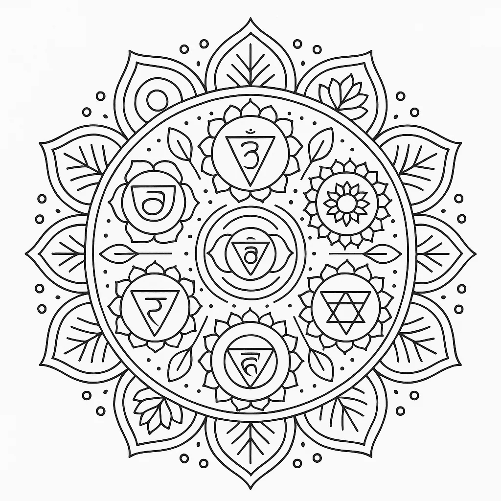Mandala dos chakras para colorir