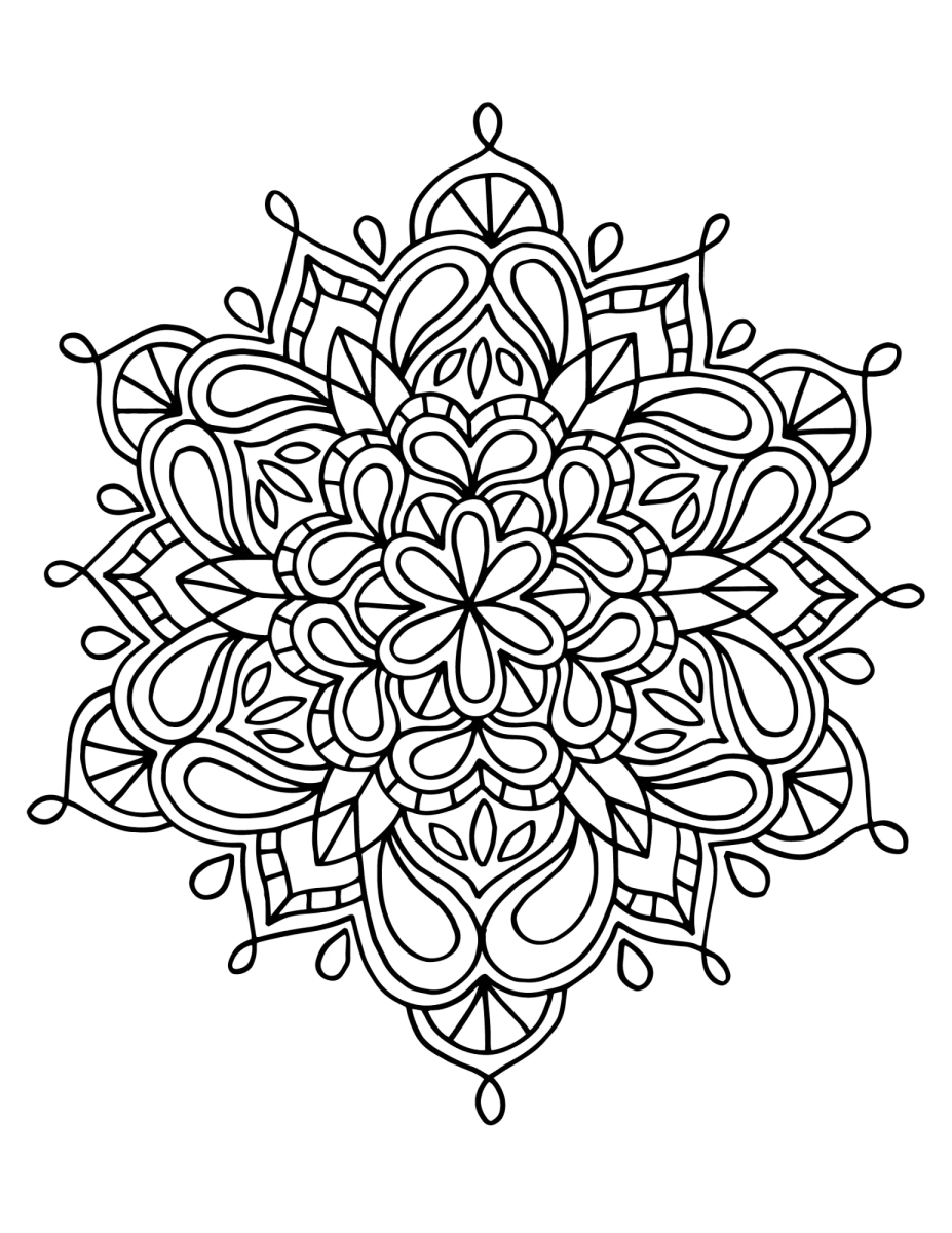 Mandala floral detalhada com pétalas para colorir