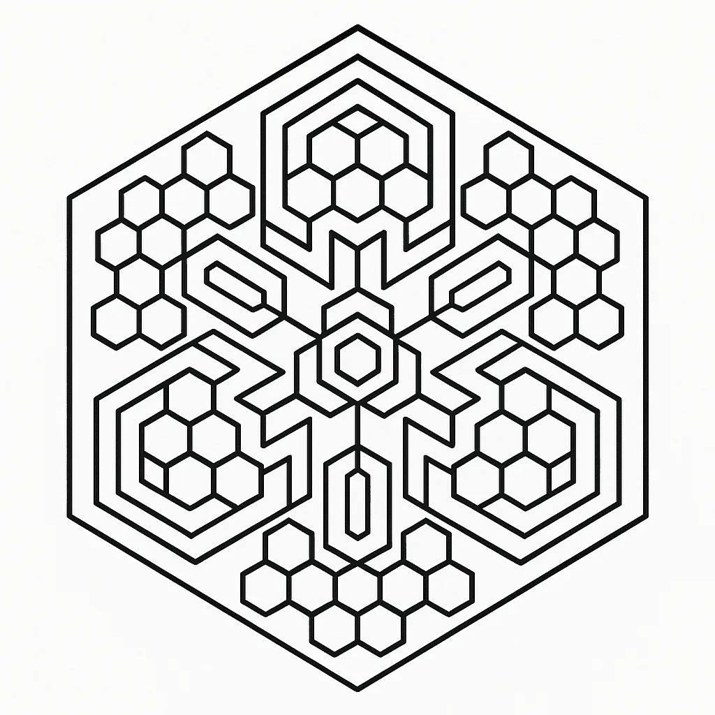 Mandala hexagonal com favos de mel para colorir