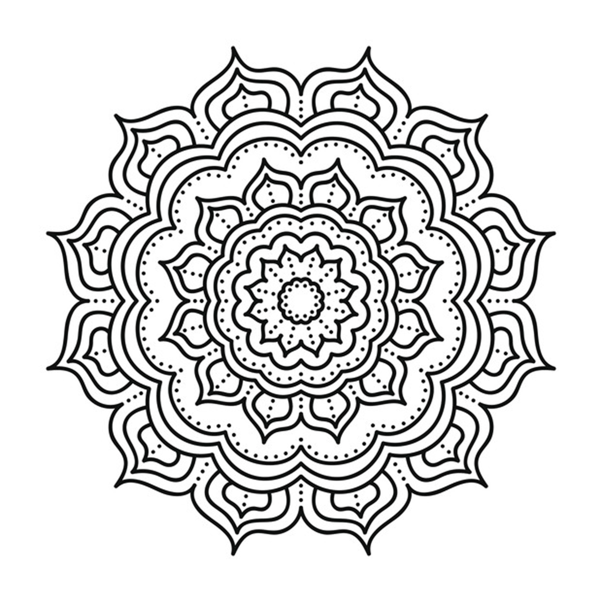 Mandala redonda com círculos de pétalas para colorir
