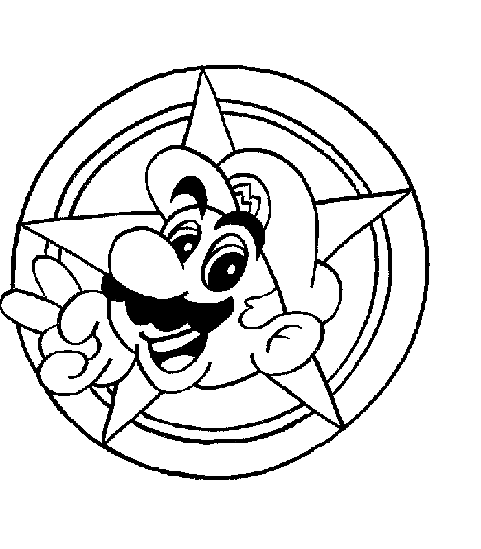 Mario dentro da estrela para colorir