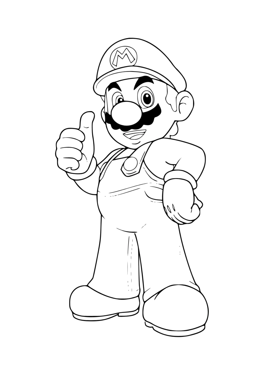 Mario fazendo joinha para colorir