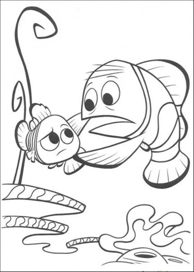 Marlin e Nemo na anêmona para colorir