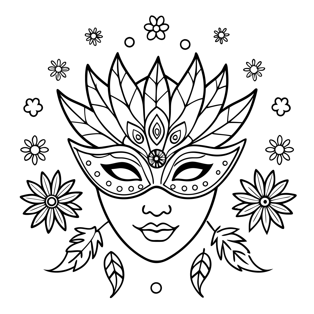 Máscara de Carnaval com Flores