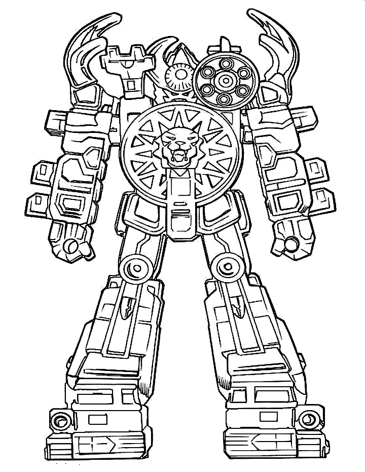 Megazord robô gigante de pé para colorir