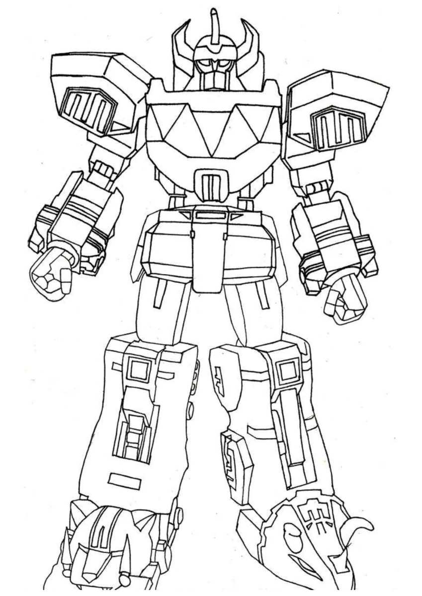 Megazord se transformando com os zords para colorir