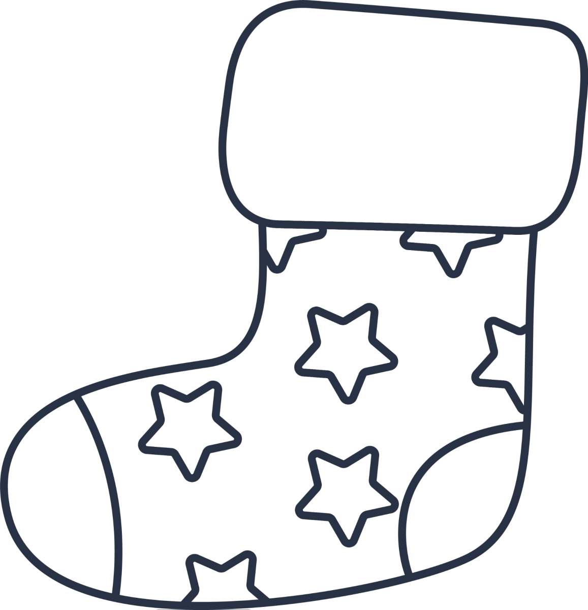Meia de Natal grande com estrelas para colorir