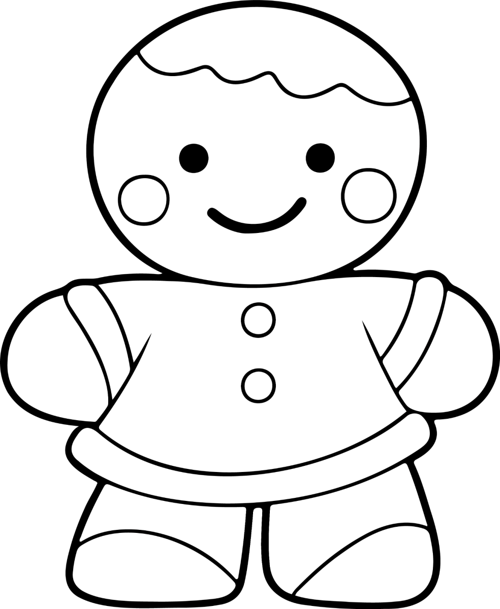 Menina de gengibre com vestido para colorir