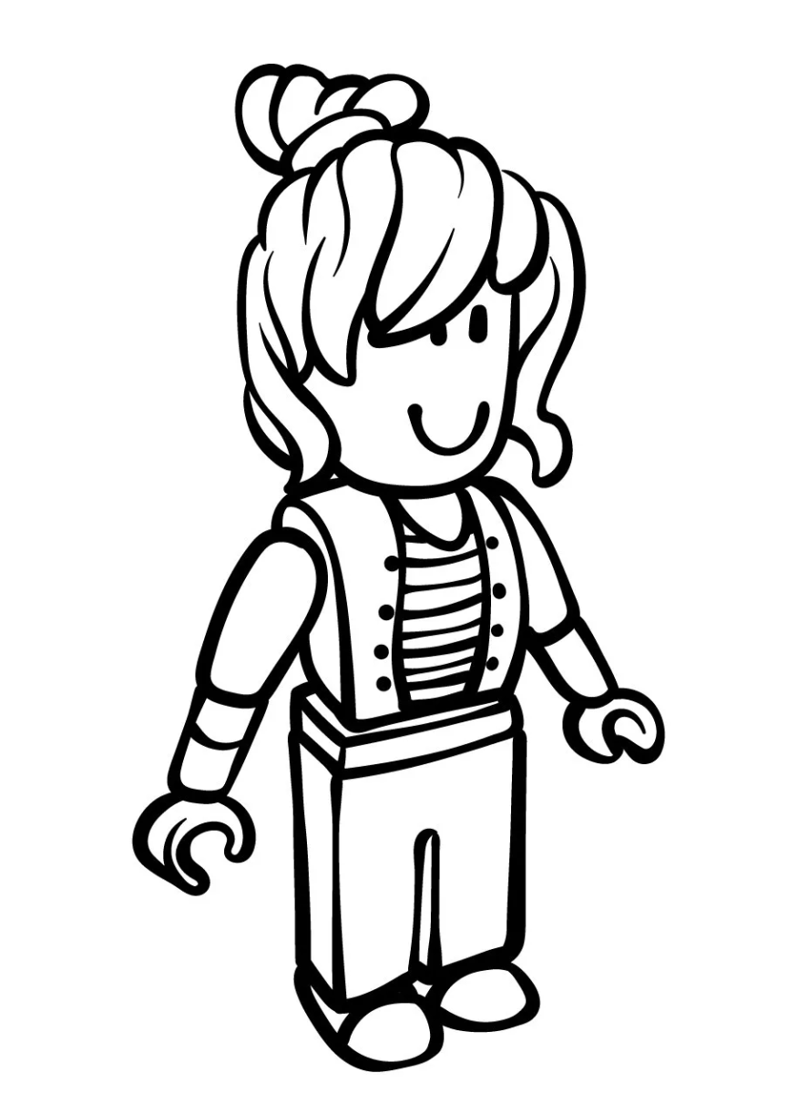 Menina do Roblox com laço de cabelo para colorir