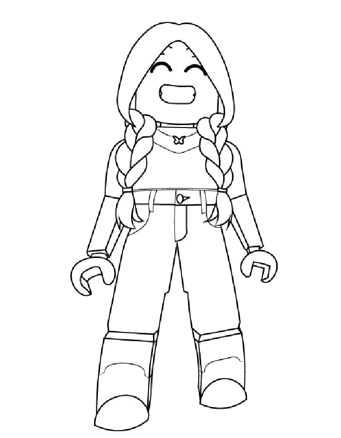 Menina do Roblox de rabo de cavalo para colorir