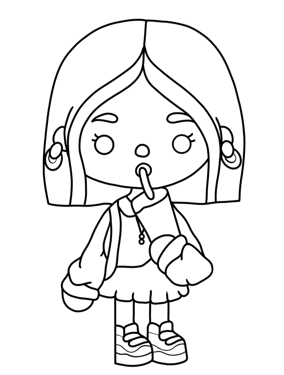 Menina do Toca Boca de franja e sapatinhos para colorir