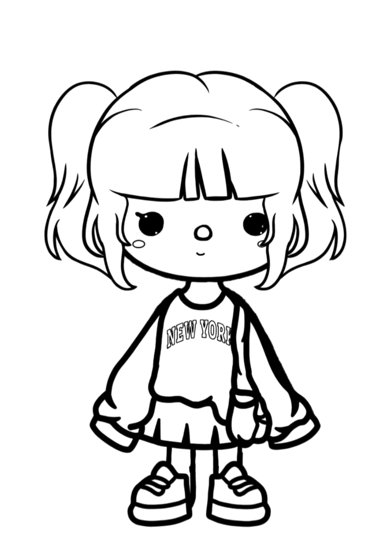 Menina do Toca Boca de óculos e tênis para colorir