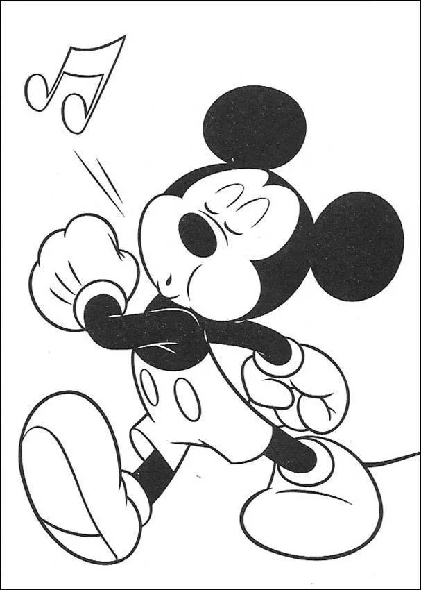 Mickey assobiando uma música para colorir