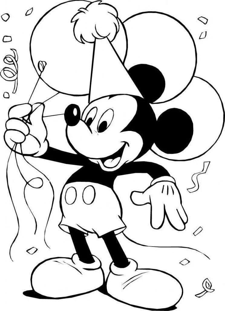 Mickey brincando na praia com boia para colorir