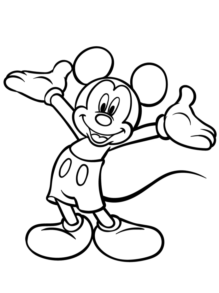 Mickey de braços abertos para colorir