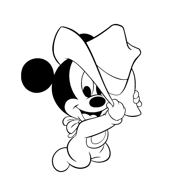 Mickey de cowboy para colorir