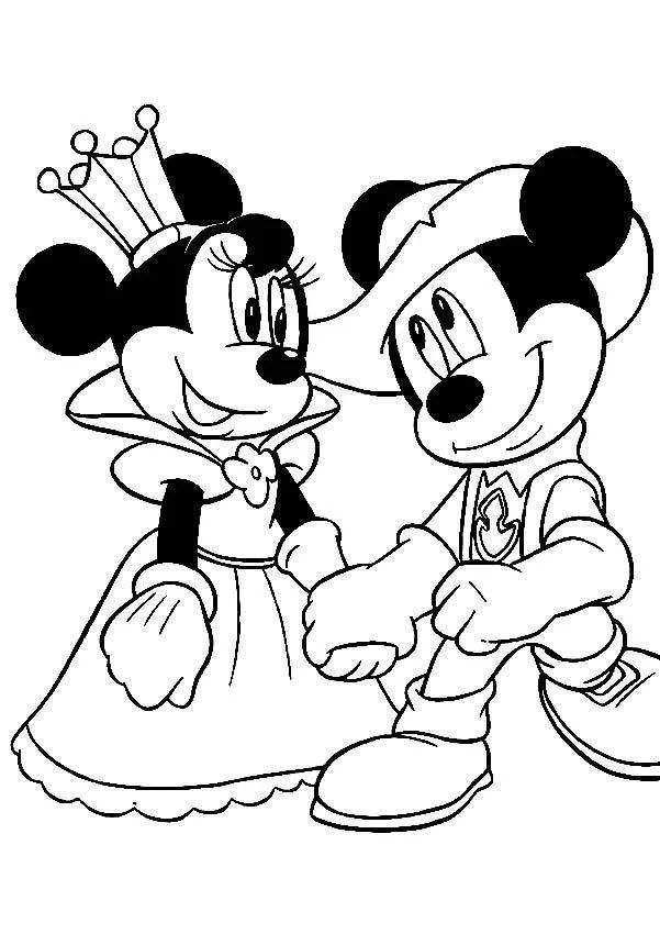 Mickey e Minnie de príncipe e princesa para colorir