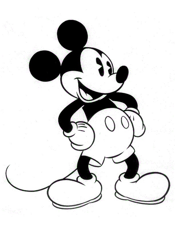 Mickey em pé acenando para colorir