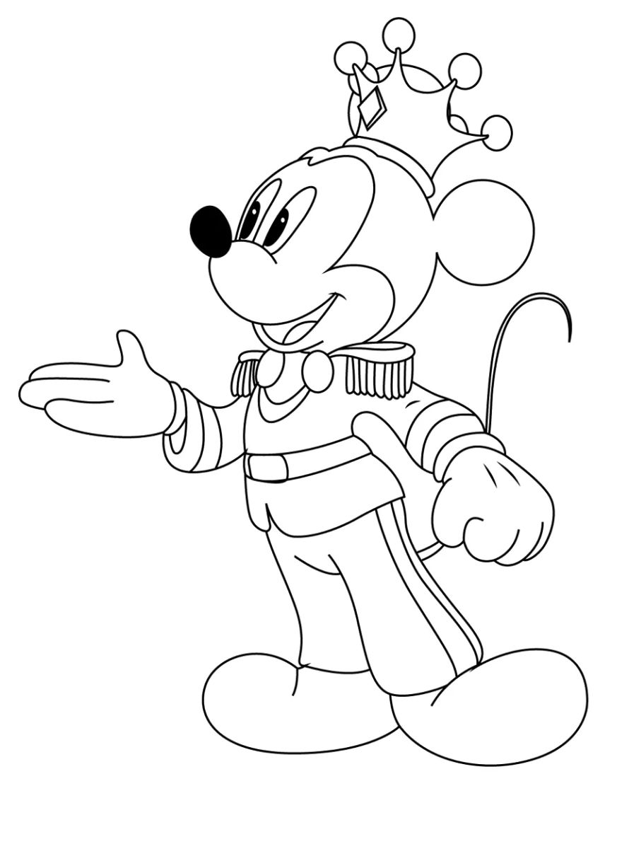 Mickey vestido de rei para colorir