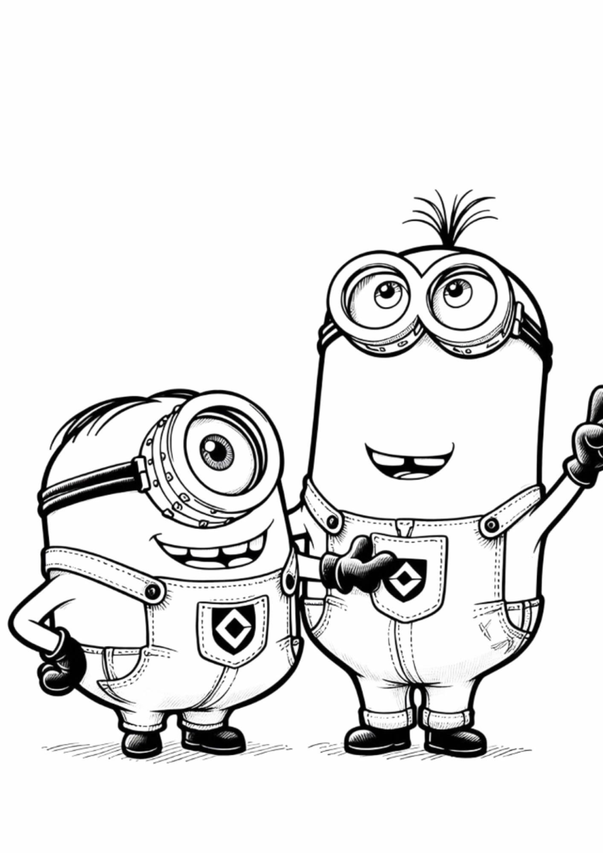 Minions Alegremente Prontos para Colorir