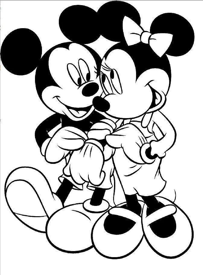 Minnie abraçando o Mickey para colorir