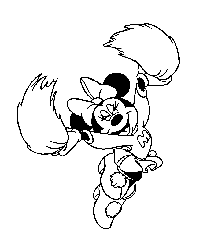 Minnie brincando fantasiada de esquilo para colorir