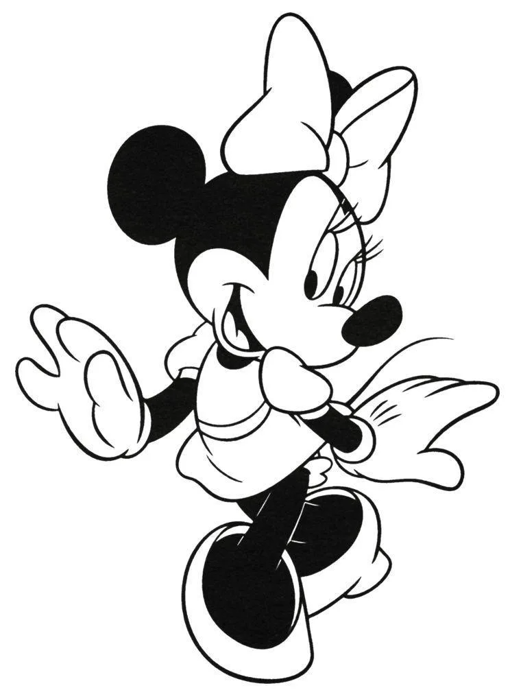 Minnie clássica com laço de bolinhas para colorir