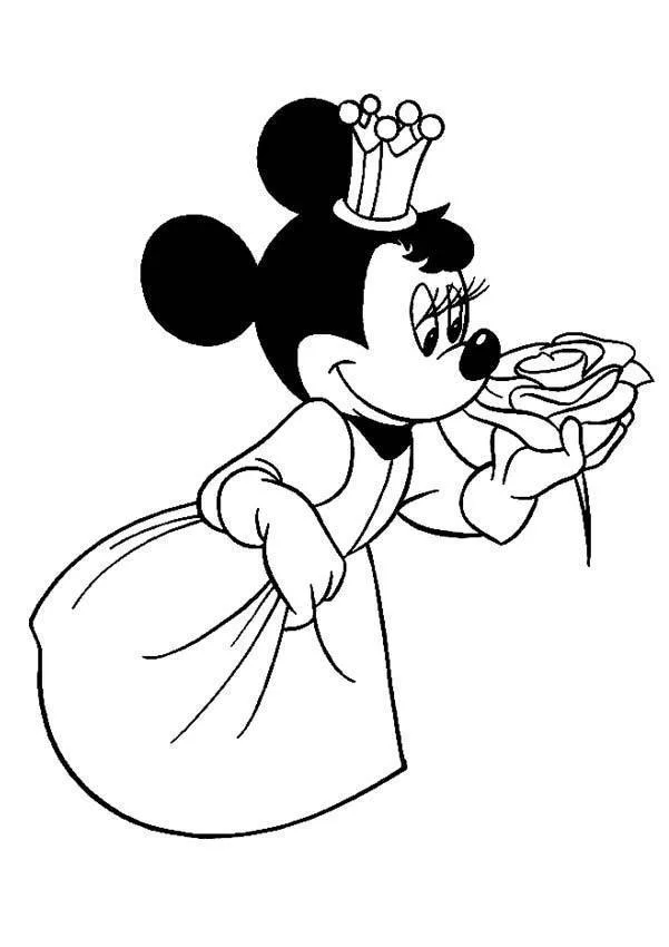 Minnie com vestido de baile elegante para colorir