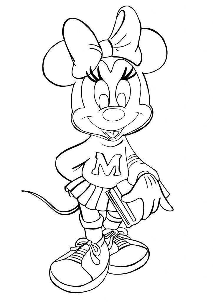 Minnie com vestido rodado e sapatos para colorir