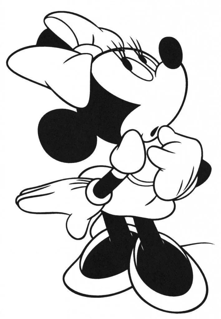 Minnie olhando para trás com seu laço para colorir