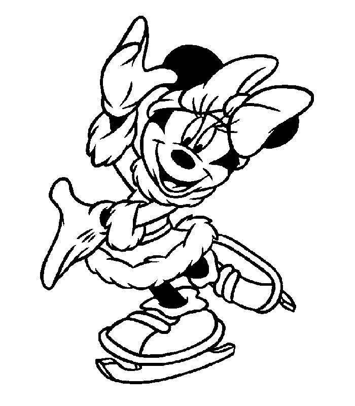 Minnie patinando no gelo para colorir