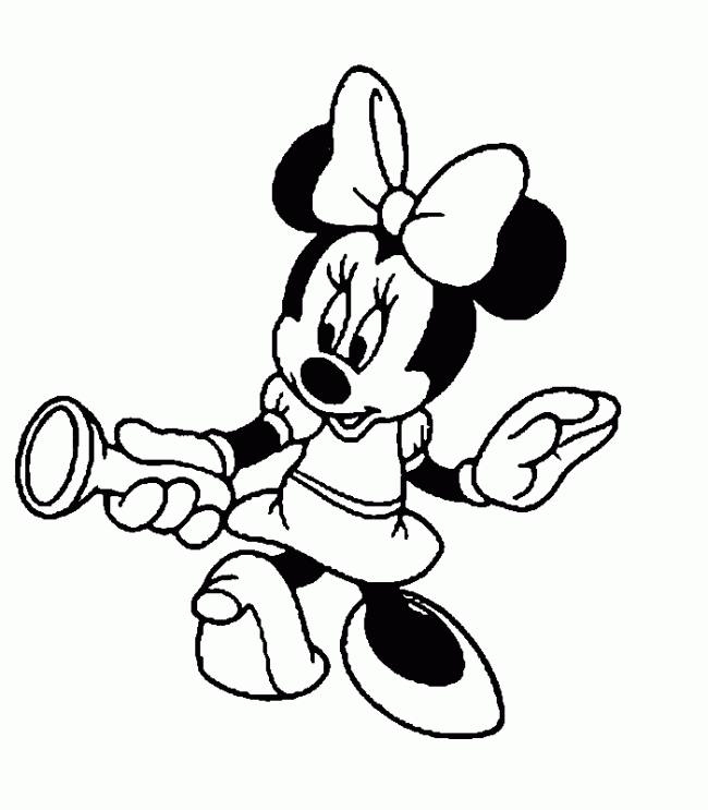 Minnie tocando trompete para colorir