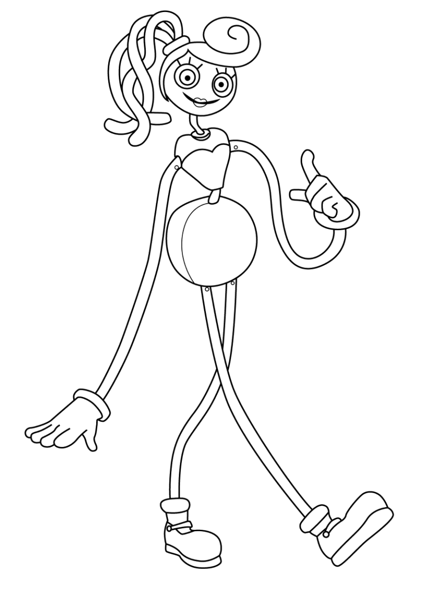 Mommy Long Legs acenando com as pernas compridas para colorir