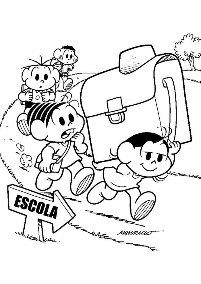 Mônica e Cebolinha Indo à Escola