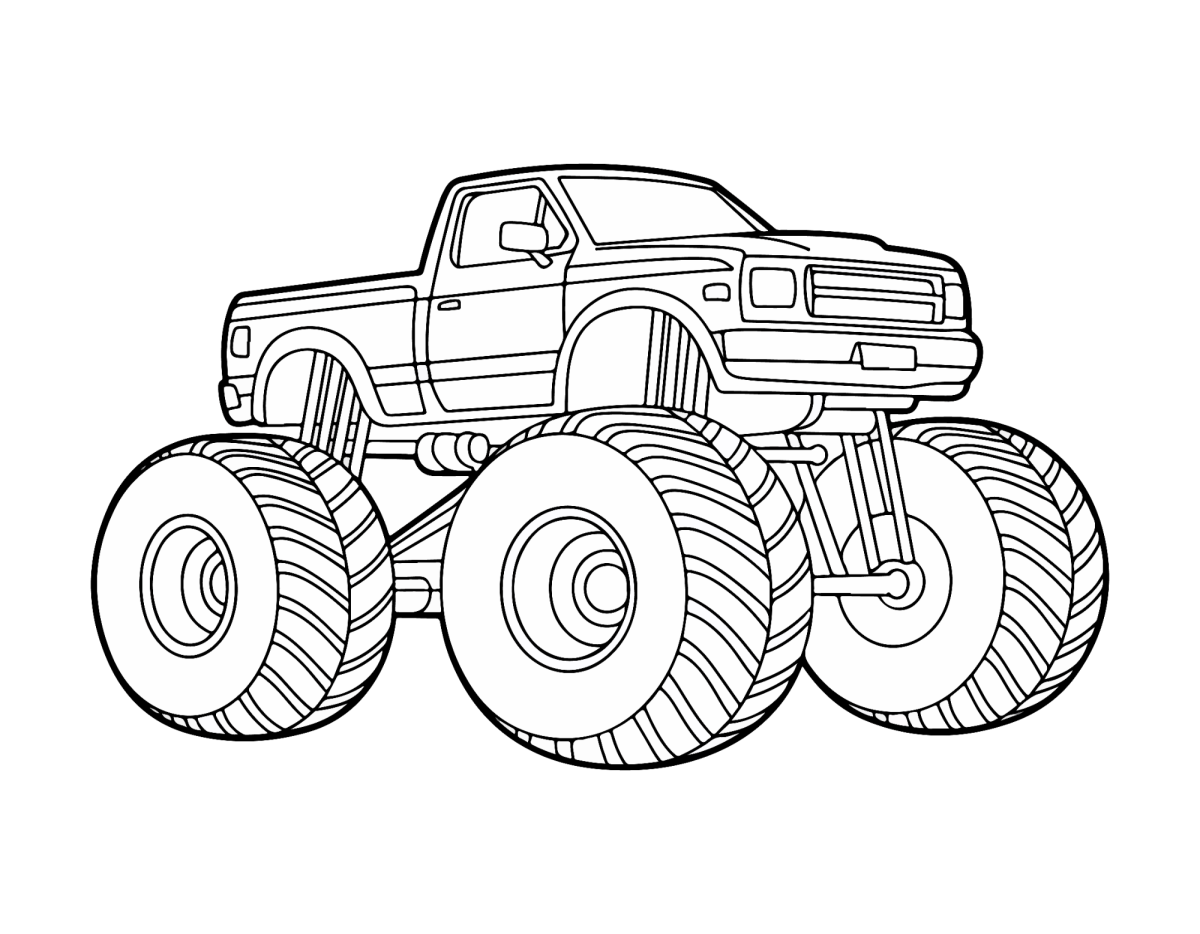 Monster truck com caçamba aberta para colorir