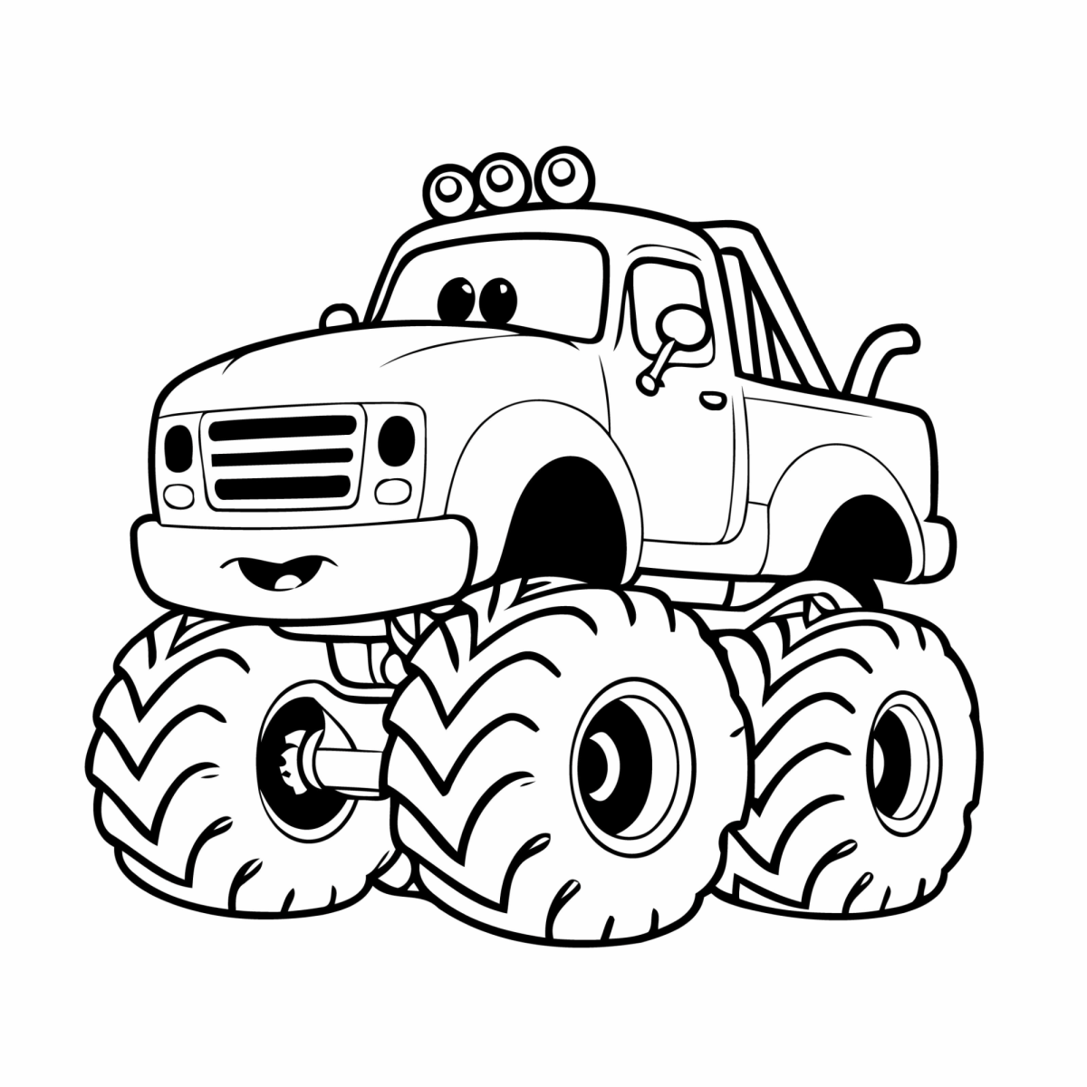 Monster truck com cara de bravo para colorir