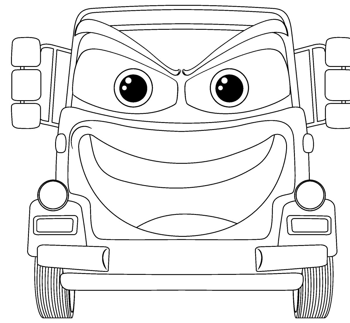 Monster truck com olhar de corrida para colorir