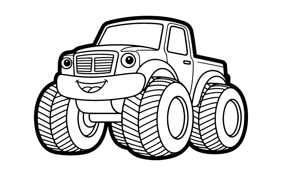 Monster truck pequeno e fofinho para colorir