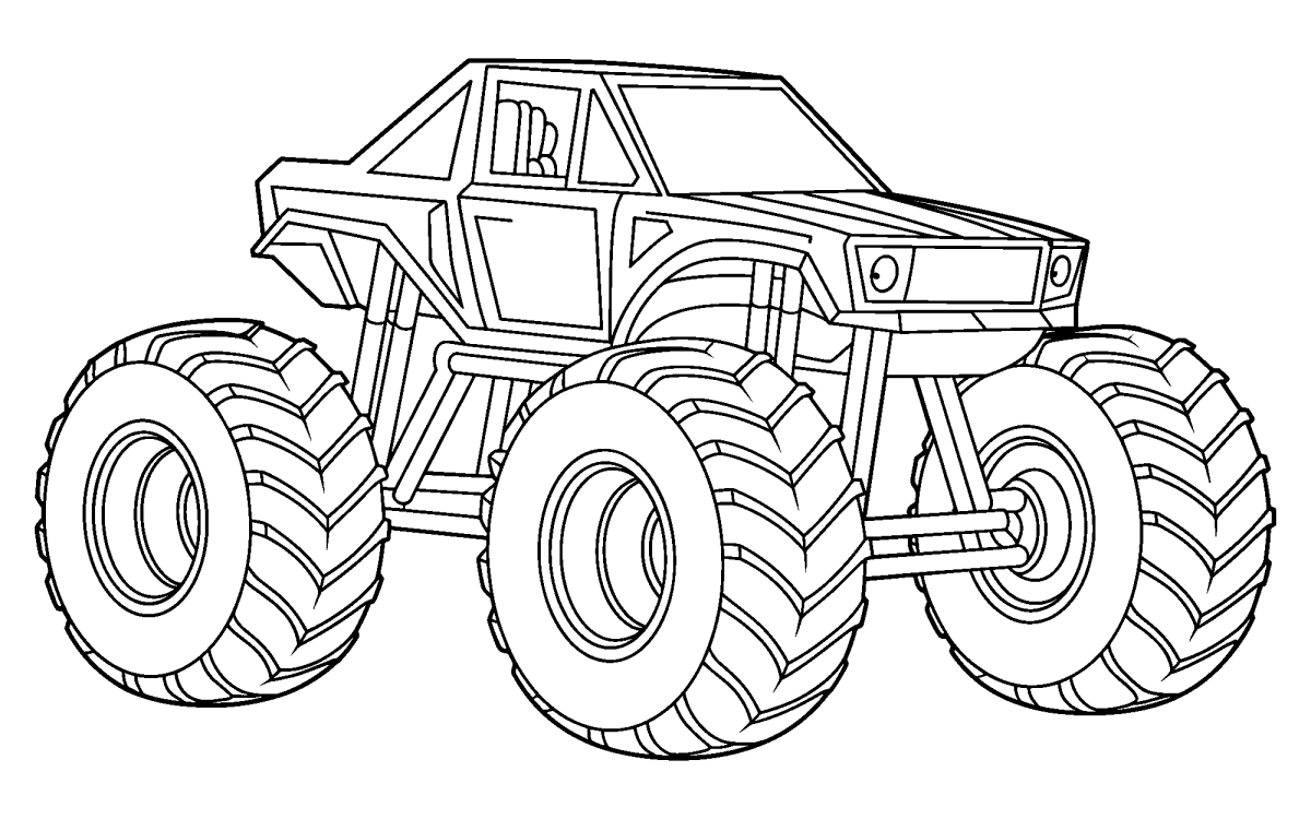 Monster truck visto de lado para colorir