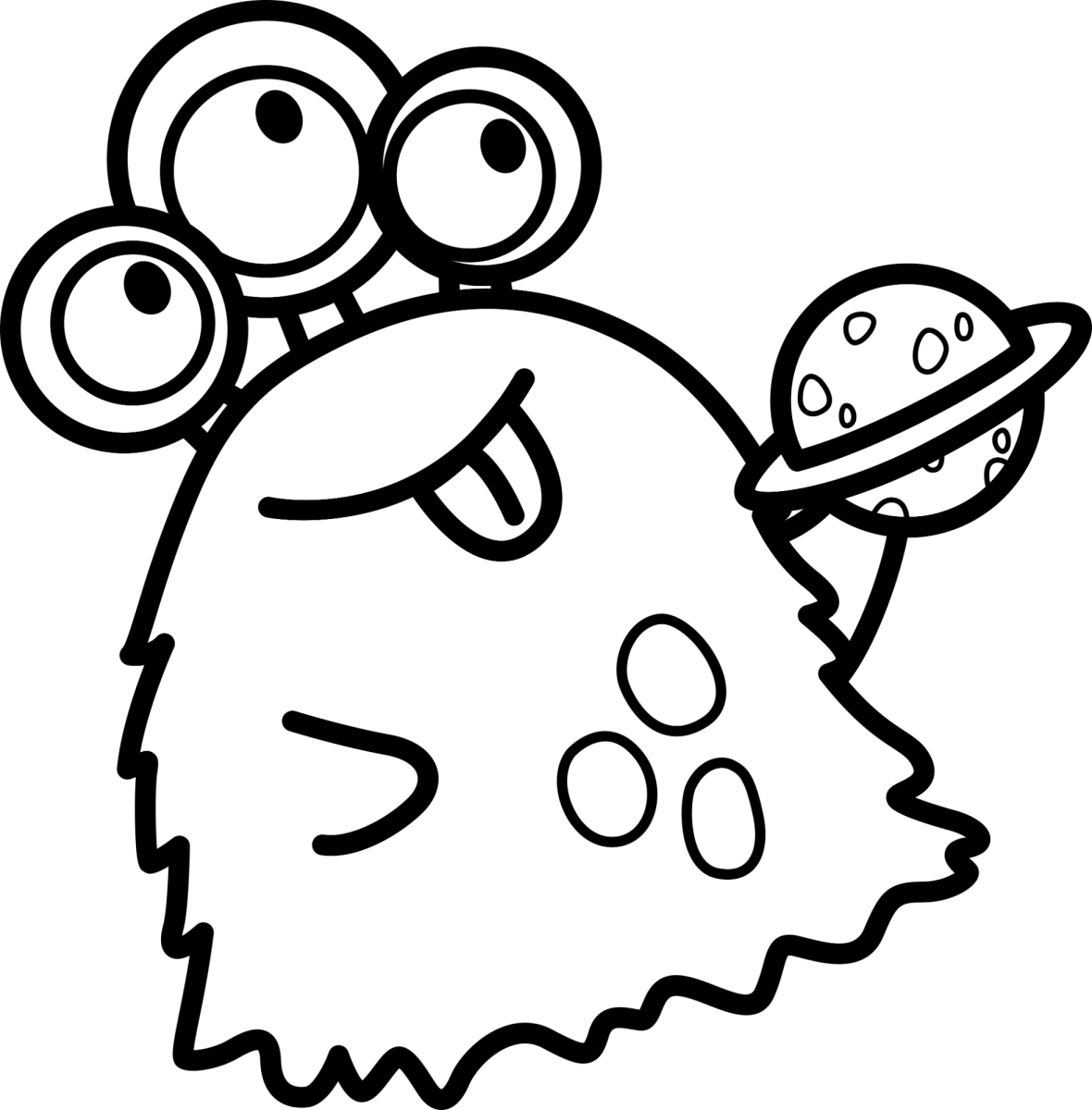 Monstrinho alienígena peludo com antenas para colorir